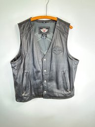 V76 Men's XL Harley Davidson Black Leather Vest