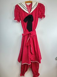 V84 Small Red And White Polka Dot Dress/costume Size X-Small-Small