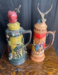 Two Large Steins 1976 Happy Birthday Jim One Broken Top See Photos! 21'