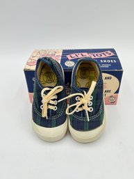 V100 1950-60's Lil' Tots Fabric Shoes Size 4 With Box