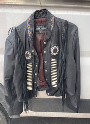 Woman Fringe Leather Gallery Jacket Size XXL Nice!