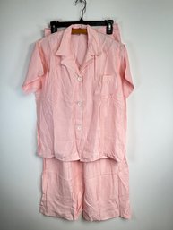 V332 1950's Women's Lounge Pajamas Pink Rayon Size 36