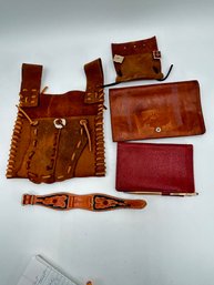 V336 Lot Of Leather Wallets, Pouch,watch Band