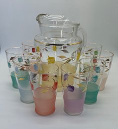 F1 1950's Blendo Juice Sety Pitcher 9' Glasses 5' No Chips Or Crackes