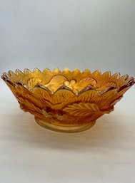 F19 Vintage Marigold Carnival Glass Bowl 4x10'