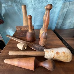 Many Vintage Wood Mauls Mallets Mashers