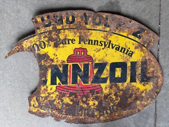A20 Rust Gold Pennzoil Metal Sign 22x30' Double Sided