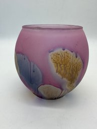 F47 Hand Painted Art Nouveau Glass Vase 5'