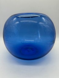 F55 Large Blue Glass Bowl 8x10'