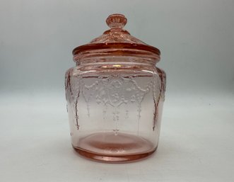 F60 Small Pink Glass Jar With Lid 3x4'