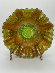 F70 Vintage Carnival Glass Bowl With Stand 4x10'