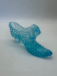 F75 Fenton Blue Hobnail Opalescent Shoe 3x6'