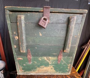 Vintage Wood Primitive Locked Box Bottom Has Little Rot