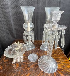Glass Candle Lamps Crystal Compote