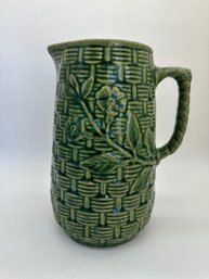 F88 Early Unmarked Green Stoneware Pitcher 6x9' (little Chip)