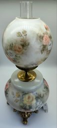 F111 Electric Hand Painted Signed Oil Lamp 10x23'