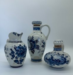 F114 Three Numbered Pieces Of Blue Delft