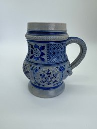 F116 Vintage Cobalt Blue Salt Glazed Mug Stien 4x5'