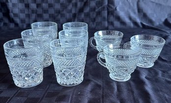F118 Six Crystal Glasses And Three Cups