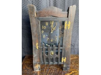 Vintage Arts And Crafts Clock Runs For Little While Clock 20' Tall Wood Cracked