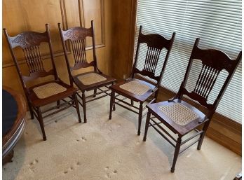 Four Walnut Spindle Back Chairs