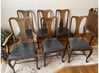 6 Walnut Chairs One Captain