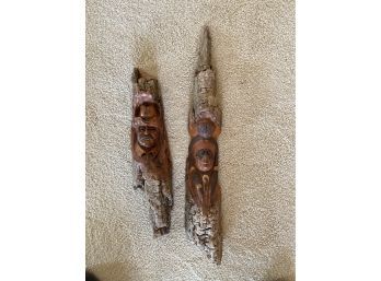 Wood Tree Face Carvings