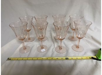 Eight Vintage Pink Drinking Glasses Some Chips