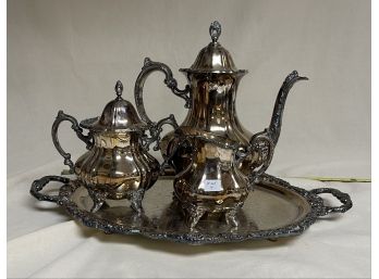 Lancaster Rose Silver Plated  4pc By Poole Tea Set