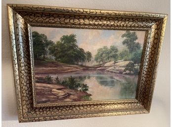 Vintage Waco Texas Painting In Gold Frame  13'x24'