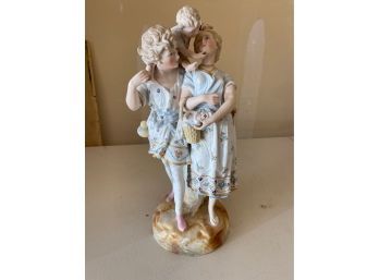Porcelain Family Figurine And Glass Trinkets