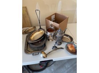 Silver Plated Pans And Pitchers Misc.
