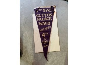 1916 Texas Waco Flag  Pennant Cotton Palce