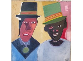 'Searcy Brothers With Brims' Oil On Canvas