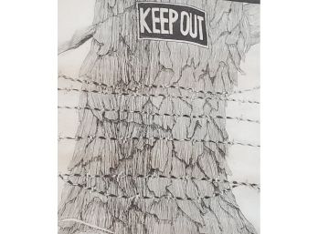 'Keep Out ' Woodblock