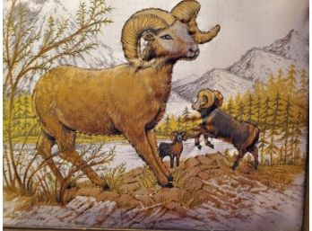 Vintage Stumpwork- Big Horn Rams