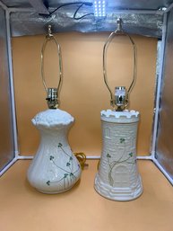 2 Irish Bellleek Fine China Lamps