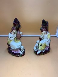 Staffordshire Pearlware Spill Vases With A Classical Theme Which Features Maria With Her Dog