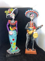 2 Large Skeletons / Day Of The Dead  Tin Figures