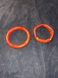 Lot Of 2 Red Agate Bracelets