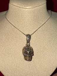 Sterling Silver Necklace & Sugar Skull Pendant