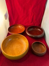 Lot Of 4 Hand Turned Bowls