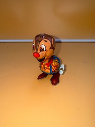 Vintage Marx Tin Wind Up Toy Chipmunk/Squirrel Clown