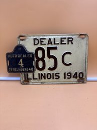 Rare 1940 Illinois Dealer Plate