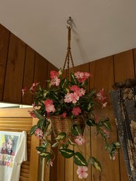 Lot Of Hanging Planters And Faux Plants