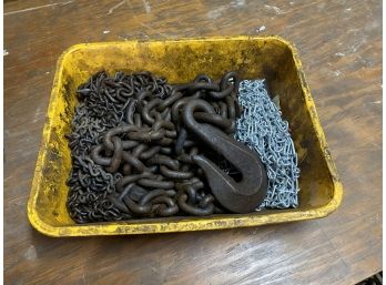 Yellow Tray With Heavy Duty Chain And Hook Lot