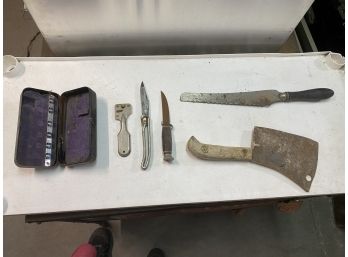 Various Antique Knives And Eldredge MFG Co. Case