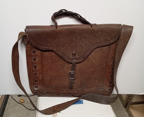 Vintage 1960s Genuine Leather Men's Satchel Hand Tooled Bag
