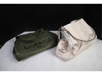 TWO COACH BAGS - IVORY & OLIVE