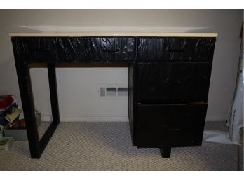 Black Desk With Ivory Top - Textured Wood 30' X 42' X 20'